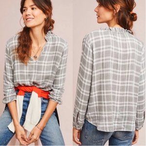 Anthro Cloth & Stone Plaid Long Sleeve Top